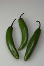 A trio of serrano peppers