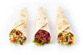 Trio of Tex Mex Fajita Wraps with Various Fillings