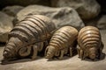 A trio of trilobite fossils that hint at how much life must have evolved since their time.. AI generation