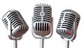 Trio of vintage microphones Royalty Free Stock Photo