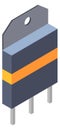 Triode isometric icon. Microcircuit detail cartoon element Royalty Free Stock Photo