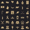 Trip america icons set, simple style
