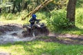 A trip on the ATV on the red road Royalty Free Stock Photo