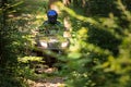 A trip on the ATV on the red road Royalty Free Stock Photo