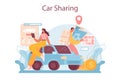 Trip booking concept. Car sharing service. Idea of vehicle share Royalty Free Stock Photo