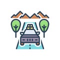 Color illustration icon for Trip, promenade and excursion