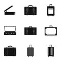 Trip luggage icon set, simple style