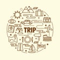 Trip minimal thin line icons set Royalty Free Stock Photo