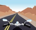 Trip on a motorcycle. Mountain Landscape horizontal background. Vector illustration eps 10.