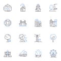 Trip navigator line icons collection. Planning, Guide, Adventure, Exploration, Direction, Map, Itinerary vector and