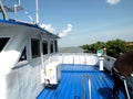 Trip with the ship on Sulina channel in Danube Delta, Tulcea, Romania Royalty Free Stock Photo