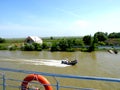 Trip with the ship on Sulina channel in Danube Delta, Tulcea, Romania Royalty Free Stock Photo