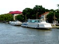 Trip with the ship on Sulina channel in Danube Delta, Tulcea, Romania Royalty Free Stock Photo