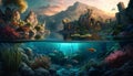 A trip to the aquarium. surreal mystical fantasy artwork. Generative AI Royalty Free Stock Photo