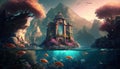 A trip to the aquarium. surreal mystical fantasy artwork. Generative AI Royalty Free Stock Photo