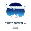 Trip to Australia. Sydney. Travelling illustration. Modern flat design. Time to travel.
