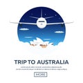 Trip to Australia. Sydney. Travelling illustration. Modern flat design. Time to travel.