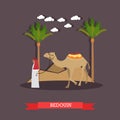 Trip to Egypt, arab bedouin concept vector flat illustration