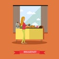 Trip to Egypt, breakfast concept vector flat style design illustration