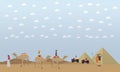 Trip to Egypt, pyramids, riding camels concept vector flat illustration