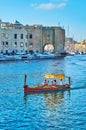 The trip on traditional dghajsa water taxi, Birgu, Malta