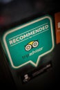 Tripadvisor recommended sticker on a pub`s door Royalty Free Stock Photo