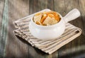 Tripe soup, traditional Colombian food - Wooden background Royalty Free Stock Photo