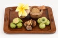 Triphala (thai name) means three fruits contain Terminalia belerica (Gaertn.) Roxb.), Terminalia chebula Retz. and Phyllanthus emb Royalty Free Stock Photo