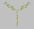 Triphenylmethyl radical molecule isolated on grey