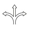 Triple arrow icon design in linear style.