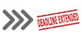 Scratched Deadline Extended Seal and Halftone Dotted Triple Arrowhead Right