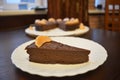 Triple chocolate cake with orange liquer flavour. Special gourmet dessert for chocolate lovers.