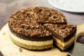 Triple chocolate layers baked cheese cake