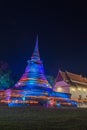 Triple Circumambulation around old pagoda of Trapangtong Temple in Sukothai Thailand
