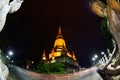 Triple circumambulation in Wat Yai Chai Mongkhon temple , Thailand.