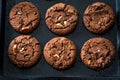 Triple dark, milk white chocolate cookies Royalty Free Stock Photo