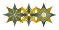 A triple diamond star ornamental in two tones