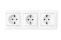 Triple electrical outlet isolated with clipping path Royalty Free Stock Photo