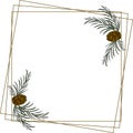 Triple frame with pine branches and cones