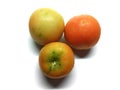 Triple Fresh Tomatoes on White Background