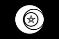 Triple Goddess Wiccan Symbol and Pentacle circle. Triple Moon Religious sign. Wicca logo Neopaganism white icon. The Earth