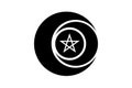 Triple Goddess Wiccan Symbol and Pentacle circle. Triple Moon Religious sign. Wicca logo Neopaganism icon tattoo. The Earth, sign Royalty Free Stock Photo