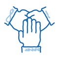 triple handshake doodle icon hand drawn illustration