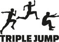 Triple jump word with silhouettes Dreisprung