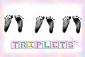 triplet footprints with toy blocks Royalty Free Stock Photo