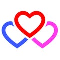 Triple Love Hearts Flat Icon Royalty Free Stock Photo