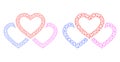 Triple Love Hearts Icon - Vector Triangular Mesh