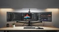 Triple Monitor Workspace Setup Royalty Free Stock Photo