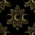 Triple moon magic and astronomy vecor luxury saemless pattern Royalty Free Stock Photo