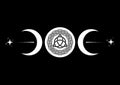 Triple Moon Religious wiccan sign. Wicca Triquetra logo Neopaganism symbol, celtic knot Triple Goddess icon tattoo